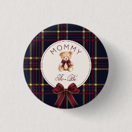 Mommy To be Wine Red Kariert Teddy Bär Button