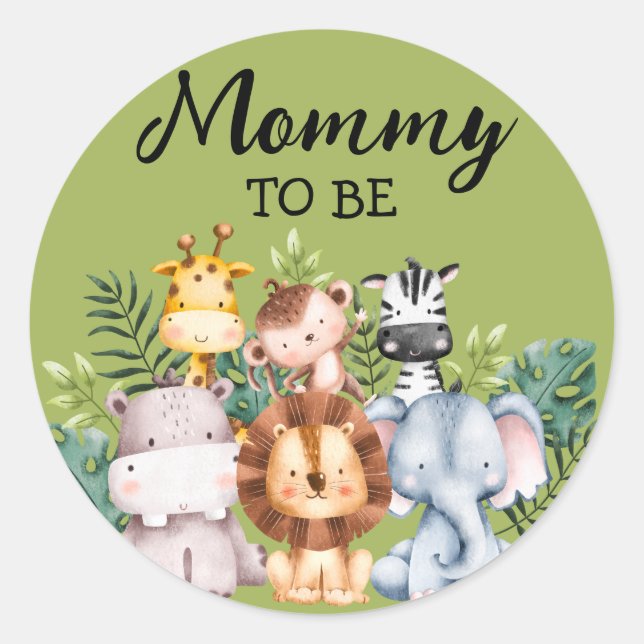Mommy to be | Woodland Creatures Babydusche Runder Aufkleber (Vorderseite)
