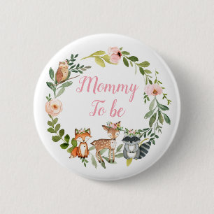 Mommy to be - Woodland Pink Baby Shower Button