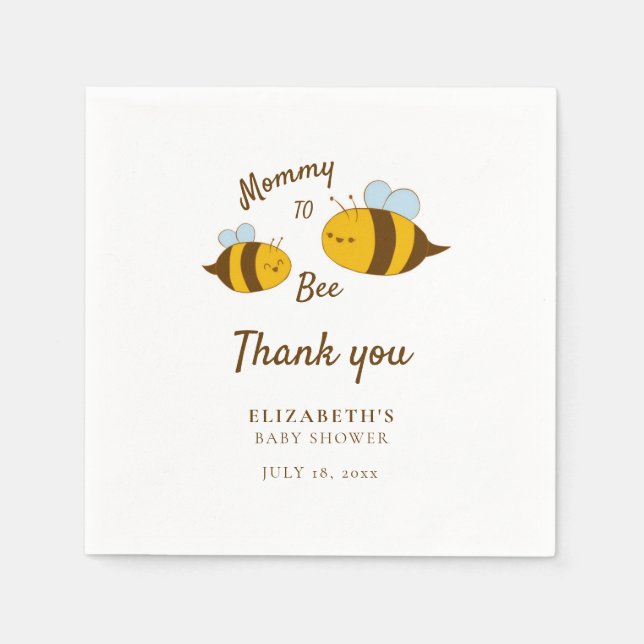 Mommy to Bee Baby Dusche Danke Niedlich Gelb Serviette (Vorderseite)