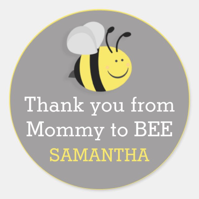 Mommy to Bee Baby Dusche Danke Stickers (Vorderseite)