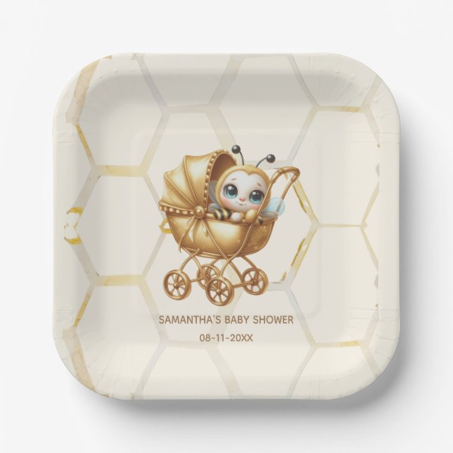 Mommy to Bee Baby Dusche Papiere Teller (Vorderseite)
