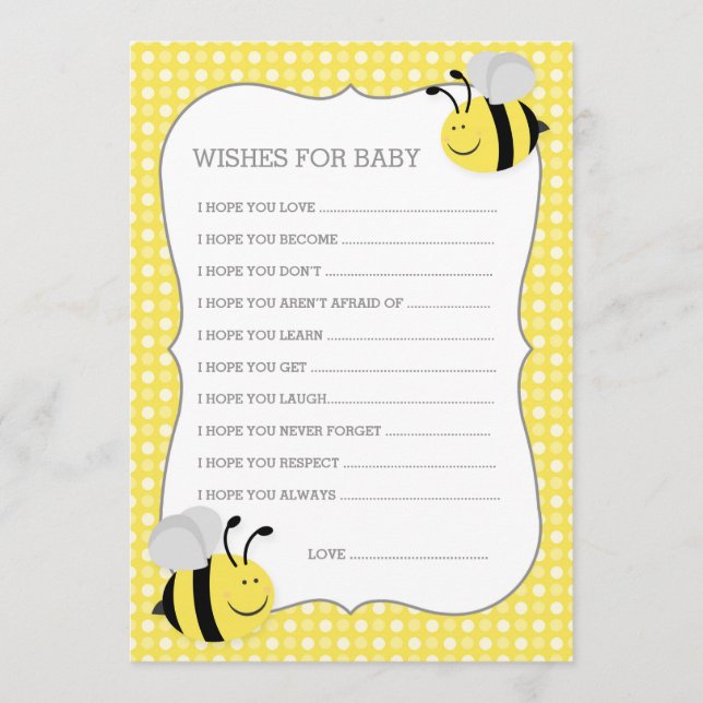 Mommy to bee Baby Dusche Wünsche für Baby Hinweiskarte (Vorderseite)