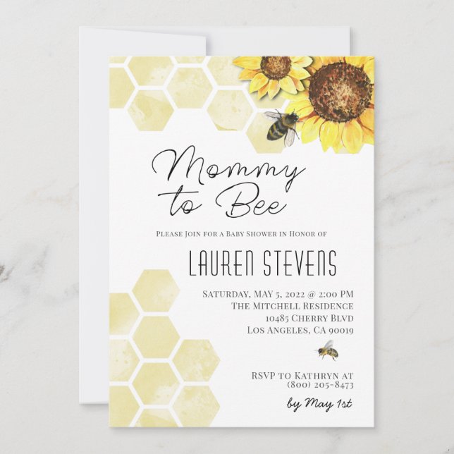 Mommy to Bee Baby shower Invitation (Devant)