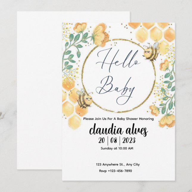 Mommy to Bee Baby Shower Invitation  Einladung (Vorne/Hinten)