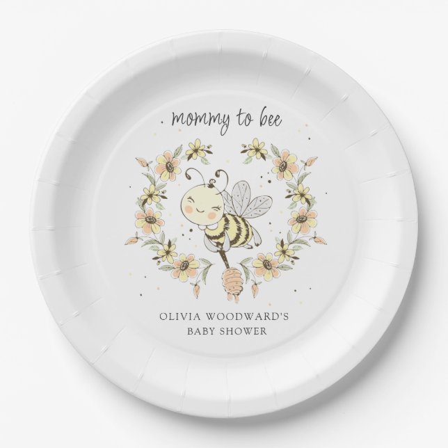 Mommy To Bee Baby Shower  Pappteller (Vorderseite)