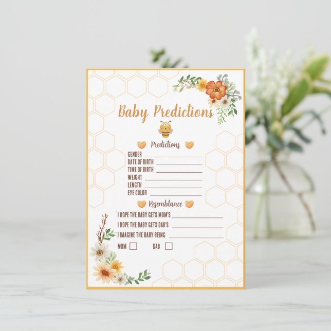Mommy to Bee Baby Shower Predictions Game Begleitkarte (Stehend Vorderseite)
