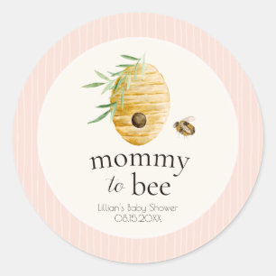 Mommy To Bee Blush Rosa Honigbiene Baby Shower Runder Aufkleber