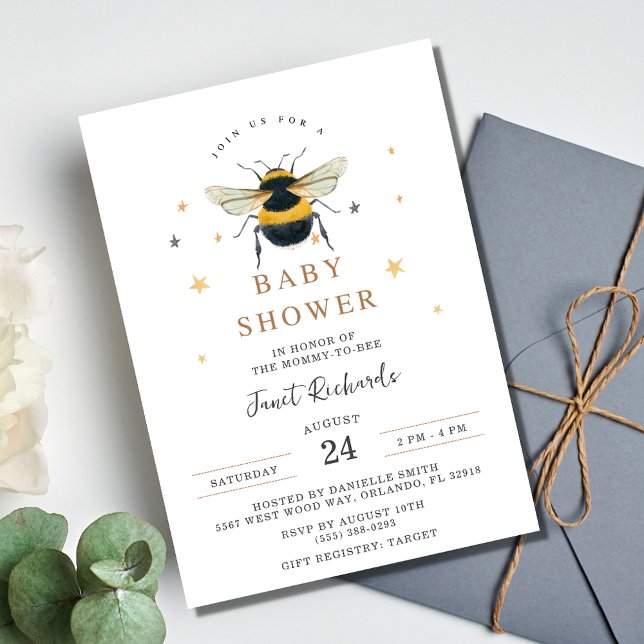 Mommy to Bee Bumblebee Baby shower Invitation (Mommy to Bee Bumblebee Baby Shower Invitation)