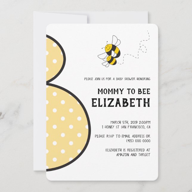 Mommy to bee bumblebee baby shower invitation (Devant)