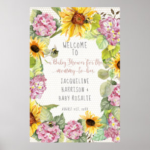 Mommy to Bee Bumblebee Sonnenblume Pink Hydrangeas Poster