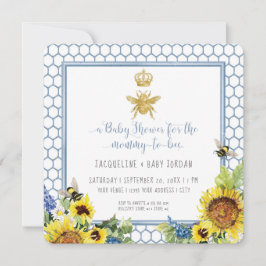 Mommy to Bee Bumblebee Sunflower Gold Glitzer Baby Einladung