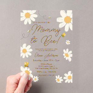 Mommy To Bee Daisy Acrylique Invitation