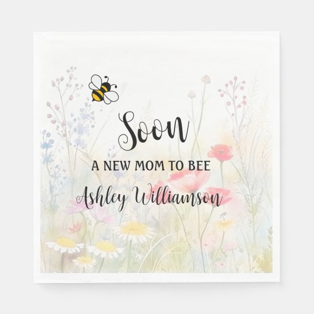 Mommy-to-Bee Floral Baby Girl Shower Serviette (Vorderseite)