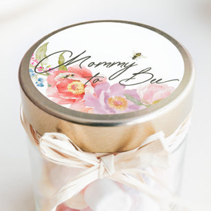 Mommy to Bee Floral Watercolor Runder Aufkleber