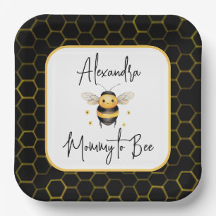 Mommy to bee Gender Neutral Elegant Baby Shower Pappteller