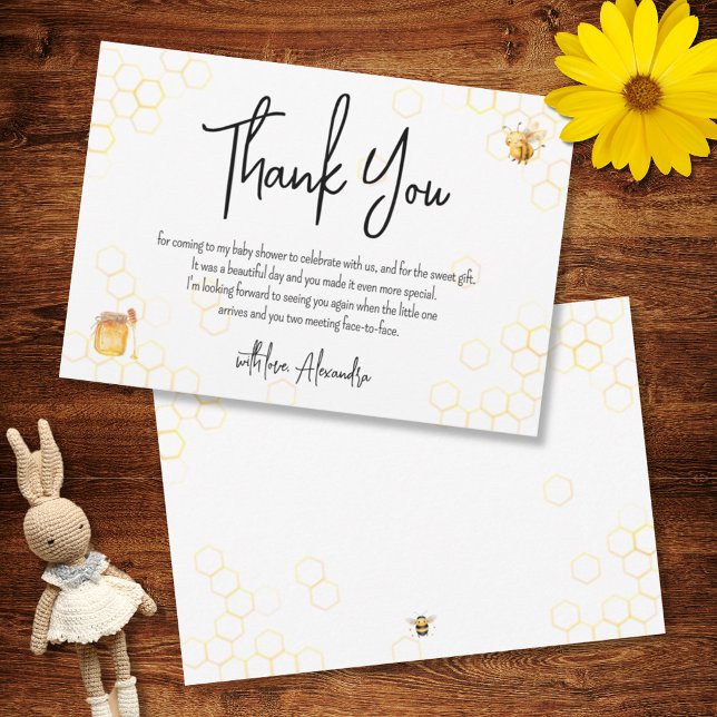 Mommy to Bee Gender Neutral Stylish Baby Shower Dankeskarte (Von Creator hochgeladen)