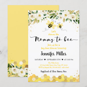 Mommy to Bee Gold Gender Neutral Baby Shower Einladung