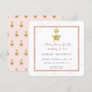 Mommy to Bee Gold Glitzer Pink Girl Baby Einladung