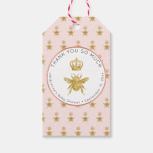 Mommy to Bee Gold Sparkle Crown Girl Baby Shower Geschenkanhänger
