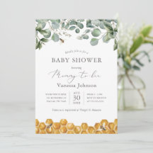 Mommy to Bee Green Baby shower Invitation
