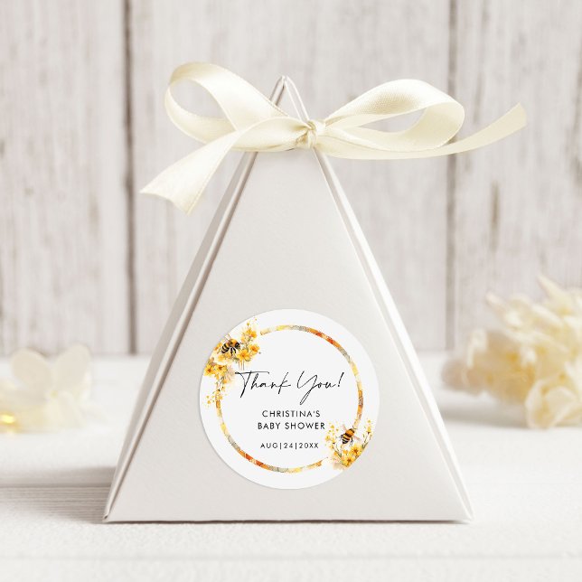Mommy to Bee Honey Wildblume Baby Shower Runder Aufkleber (Von Creator hochgeladen)