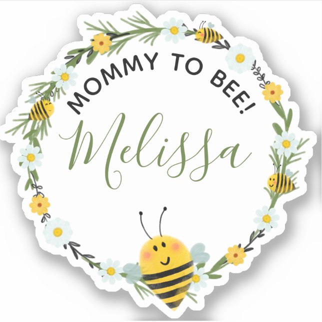 Mommy to Bee Hübsche Bee Baby Dusche Aufkleber (Vorderseite)