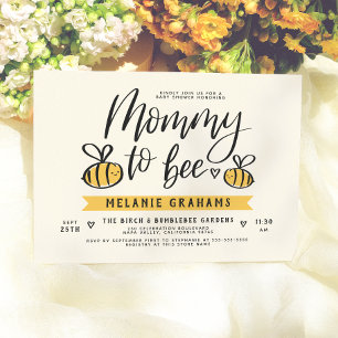 Mommy To Bee Lettering & Honeycomb Baby Shower-Ein Einladung