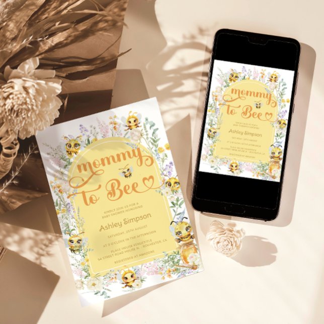 Mommy to Bee Niedlich Baby Shower Einladung (Von Creator hochgeladen)