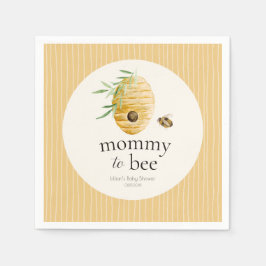 Mommy To Bee Striped Yellow Honey Bee Baby Shower Serviette