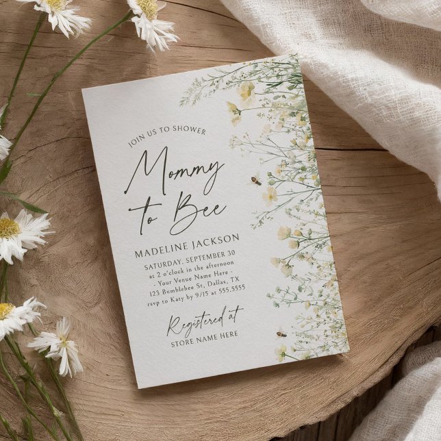 Mommy to Bee Wildblume Babydusche Einladung (Von Creator hochgeladen)