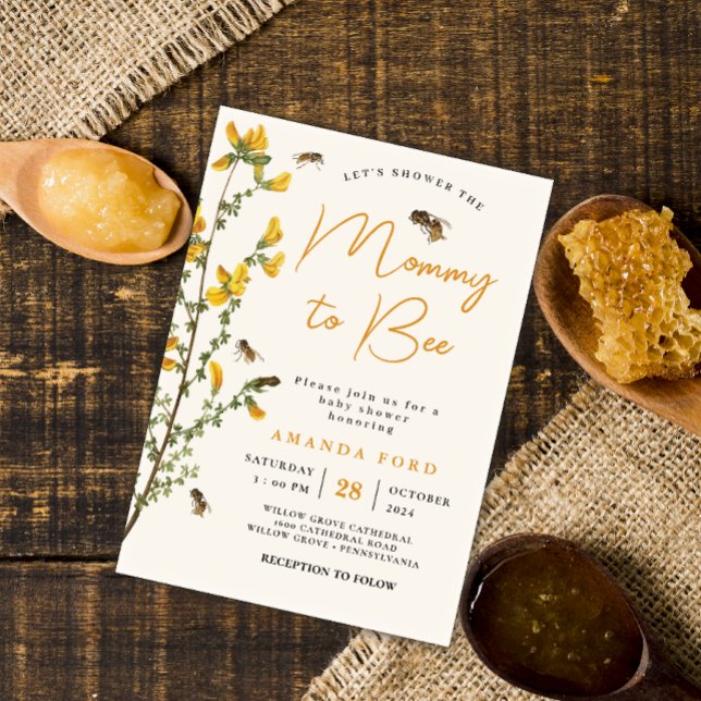 Mommy to Bee Wildblume Gelb Blütendusche Einladung (Von Creator hochgeladen)