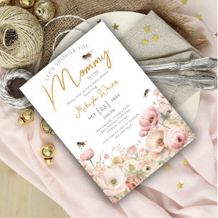 Mommy to Bee Wildlfower pastel Floral Baby Shower Einladung