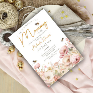 Mommy to Bee Wildlfower pastel Floral Baby Shower Einladung