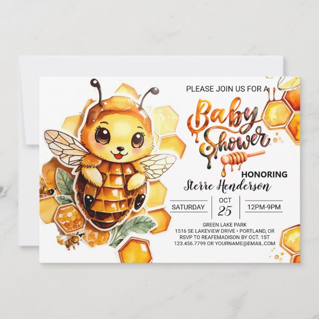 Mommy to Bee's Baby Shower Einladung (Vorderseite)