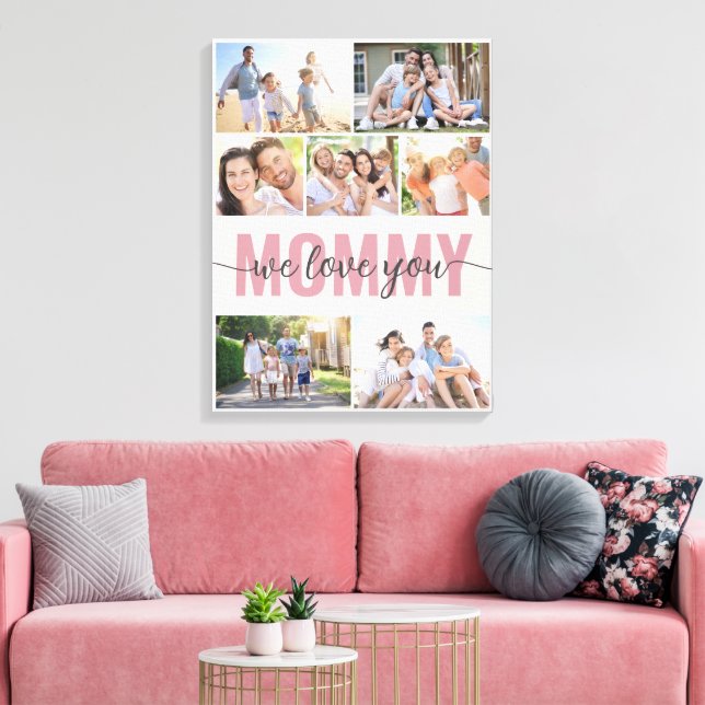 Mommy wir Liebe Sie Foto Collage Pink 7 Bilder Leinwanddruck (Insitu (Wohnzimmer))