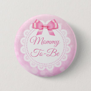 Mommy zu Baby-Dusche rosa Spitzentaste Button