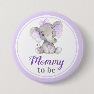 Mommy zu Baby Girl Elephant Shower New Mother Button