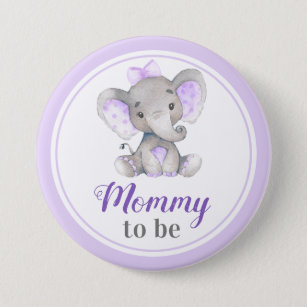 Mommy zu Baby Girl Elephant Shower New Mother Button