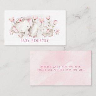 Mommy zu Elephant Girl Baby Shower Registry Visitenkarte