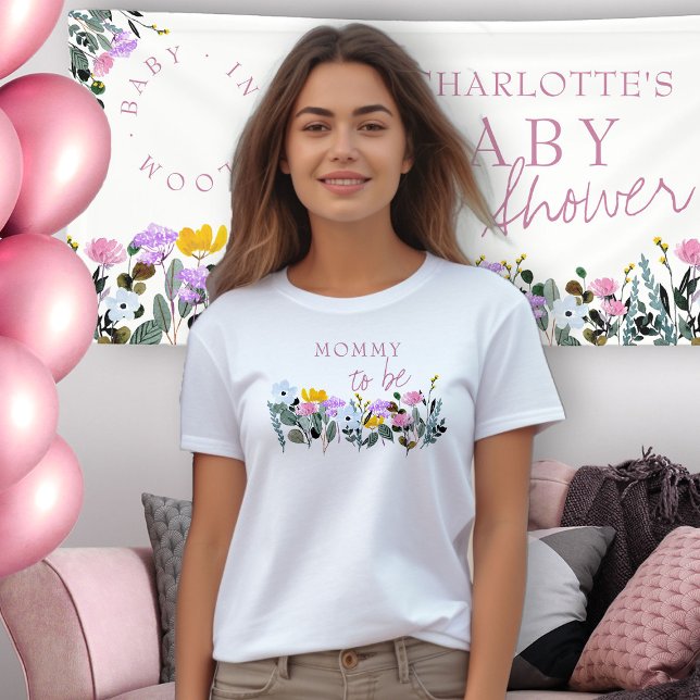Mommy zu Hübscher Wildblume T-Shirt (Mommy to Be t-shirt from my Wildflower Lawn Baby Shower Collection)
