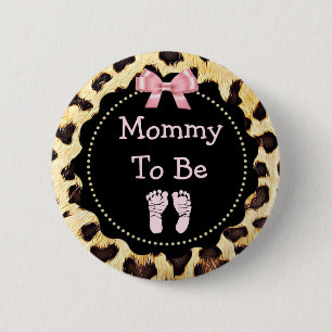 Mommy zu Leopard Print Baby Shower Button