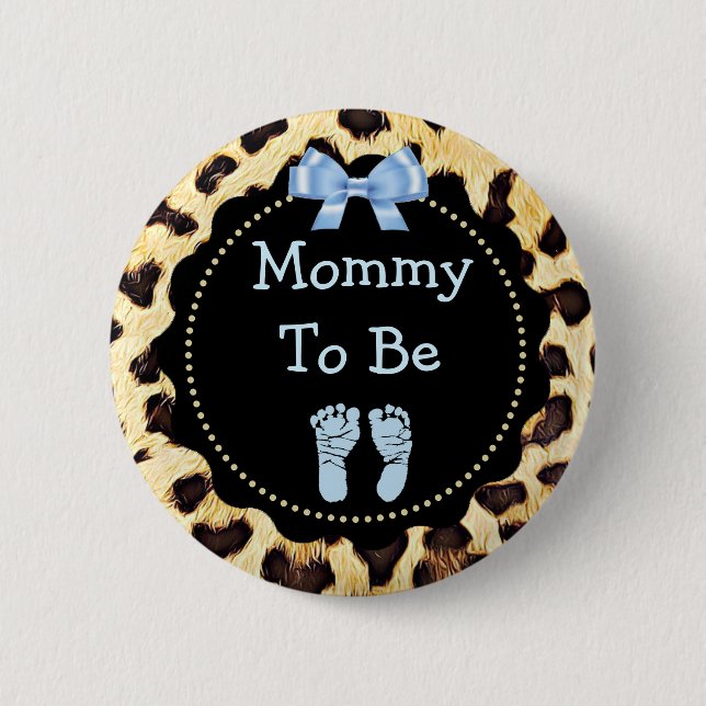 Mommy zu Leopard Print Baby Shower Button (Vorderseite)