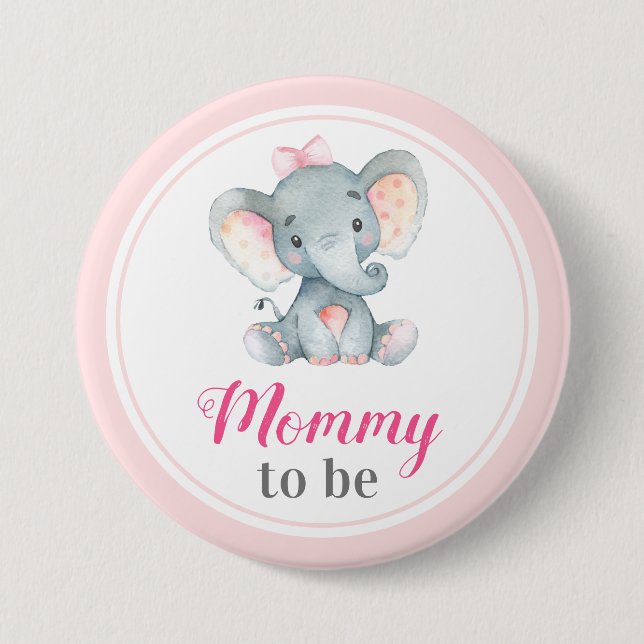 Mommy zu New Mother Baby Girl Duwer Elephant Button (Vorderseite)