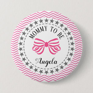 Mommy zu New Mother Baby Shower Pink Bow Button