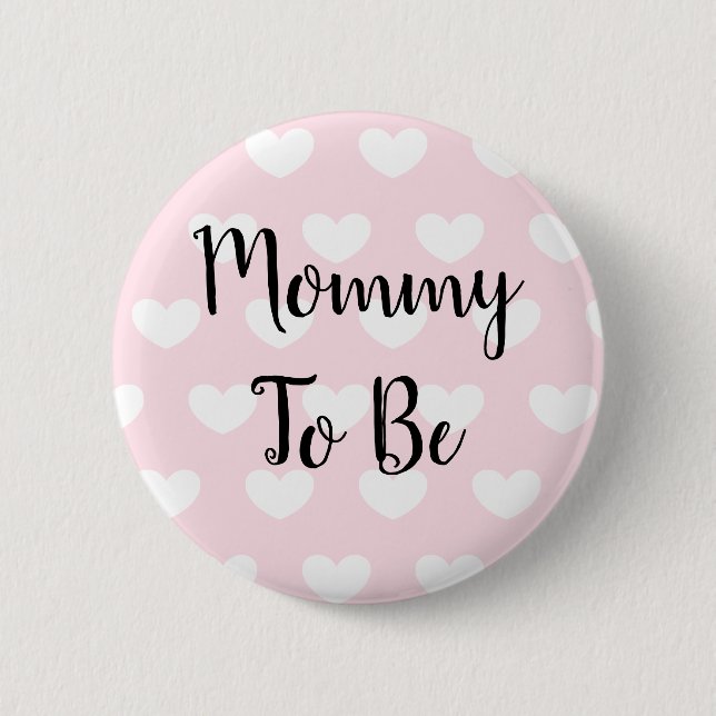 Mommy zu Pink Hearts Baby Shower Button (Vorderseite)