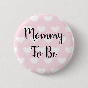 Mommy zu Pink Hearts Baby Shower Button
