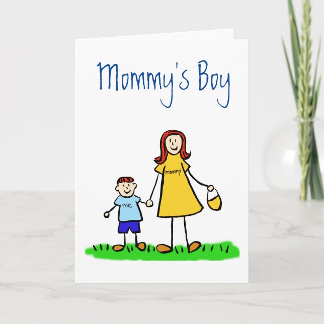 Mommy's Boy Family Charakter Custom Grußkarte Karte (Vorderseite)