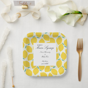 Mommy's Haupt Squeeze Lemon Citrus Baby Dusche Pappteller