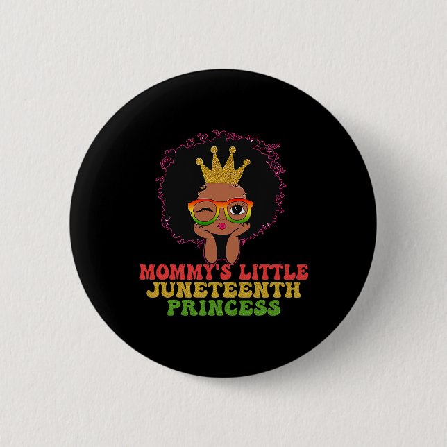 Mommy's Kleine Junetzehnte Prinzen feiern Schwarz Button (Vorderseite)
